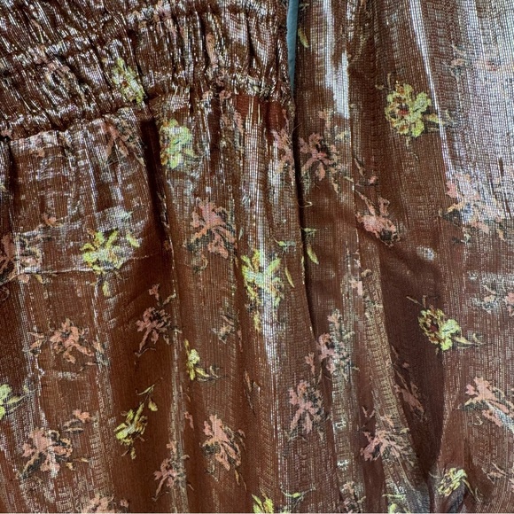 NWT PAIGE Noah Floral Bronze Metallic Mini A-Line Dress Sz. SMALL - Picture 6 of 7